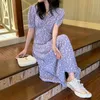 Casual Kleider Kurzarm Kleider Frauen Sommer Floral V-ausschnitt Junge Hohe Taille Süße Lässige Ankunft Chic Nette Student Koreanische stil 230321