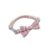 Colliers pour chiens 1 pièces classique arc Plaid collier pour animaux de compagniepolyester collier de chat réglable collier mignon avec cloche accessoires lavables