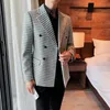 Мужские костюмы Blazers Spring British Style Double Breads Men Casual Slim Cust Jackets Свадебное дело Blazer Street Social Dress Coatsmen