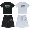 Men's T-Shirts Tracksuits Stock Trapstar T-shirt Embroidery Flocking Letter Men Women T Shirt Set Shorts SuitMen's 999