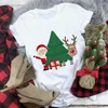 Women's T Shirts Harajuku Short Sleeve T-shirt Female Tumblr Tee Shirt Kawaii Reindeer Women Fashion Christmas Tops