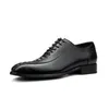 Chaussures habillées motif Crocodile en cuir véritable hommes mode bureau d'affaires italien noir bout carré à lacets chaussures Oxfords formelles