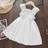 Girl's Dresses Bear Leader Kids Girls Dresses 2023 New Summer Lace Princess Dresses Children Solid color Clothing Baby Wedding Party Vestidos W0314