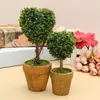 Dekorativa blommor grossist- bröllopsarrangemang Artificiella trädgård gräs bulls bollar boxwood topiary landskap falska träd krukor växter