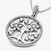 Sparkling Family Tree Necklace för Pandora Authentic Sterling Silver Fashion Party Jewelry for Women Men Girl Gift Designer Link Halsband med originallåda