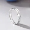 Cluster Rings Real 925 Серебряные серебряные ювелирные изделия Метеорная циркон душ открытая пара кольцо кольца оригинальный дизайн романтические любовники 'Валентин