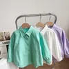 Kids Shirts Baby Girls Boys Shirt Cotton Baby Toddler Loose Long Sleeve Shirt Solid Spring Summer Baby Clothing 1-10Y 230403