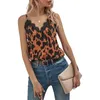 Kvinnors T-skjortor kvinnor Vest Sexig ärmlös Leopard Print Lace Sling Tops 2023 Summer Camisole för festsemester Dating Travel S-XL