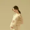 Sleep Lounge dzianinowy płaszcz z Pography Platit na baby shower seksowny ciąża strzelanie