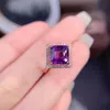 Модные дамы кольца инлай Shine Purple Square AAA Циркон в корейском стиле минималистские украшения для женщин