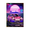 Peinture en métal rétro couleur néon voiture de sport Plaque de voiture Vintage signe en étain rétro signe en métal Plaque décorative décoration murale Bar Pub 30X20 cm W03