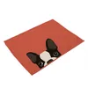 Tapetes de mesa cães fofos de isolamento não deslizamento Placemat para jantar almofadas de linho de algodão decoração 42 32cm 0013