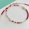 Choker Women Red Beads Necklace Bohemian Exquisite Beaded Wedding Banquet Neck Accessories Gift For Friends Handmade 2023 Trendy