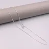 Kedjor AU750 REAL 18K Vitt guldkedja för kvinnliga kvinnliga 1,2 mm glansvete justerbart hjärthalsband 60 cm/24 tum längd