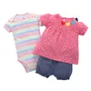 Шепа набор лето новорожденная девочка набор одежды для рукавов футболка топов в горошек.