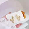 Charm Romantic 14k настоящие золотые ушные шпильки бабочка инкрустация жемчужного качества изящные украшения для женщин