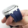 27mm Dark Blue Rubber Band 20mm Tang Buckle Strap Steel Connector Links Fit For AP 39 mm 41 mm Royal Oak Wristwatch Watch
