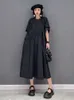Casual Dresses Shengpalae Green Pleated Dress Women Lose Solid Color Simple Style O-Neck Kort ärm Robe Summer Fashion 5SD203 230321