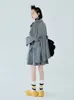 SKIRTS IMAKOKOKONI Design original de cintura elástica cinza Casual versátil confortável bolso sólido plissado para mulheres 230321