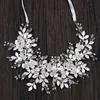 Argento oro foglia fiore copricapo da sposa lusso strass da sposa fascia per capelli sposa pezzi gioielli fiore di cristallo accessori per capelli ragazza AL9534