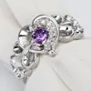 Wedding Rings Love Ring Paved CZ Zircon White Gold-color Purple Red Crystal 2023 Fashion Jewelry