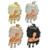 Charmes 5 pièces zircon cubique pavé africain fille noire magie Afro reine Diva femme pendentifs accessoires pour fabriquer des bijoux Bracelet 230320