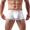 Underpants Sexy Mens Boxers Open Crotch Faux Leather Lingerie U Convex Pouch Boxer Shorts Underwear Wet Look Hombre Gay Cueca