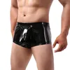 Underpants Sexy Mens Boxers Open Crotch Faux Leather Lingerie U Convex Pouch Boxer Shorts Underwear Wet Look Hombre Gay Cueca