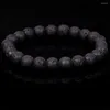 Strand Natural Black Lava Volcanic Stone Bracelet Beads Jewelry Gift For Men Magnetic Health Protection Women Elastic Thread 6 8 Mm