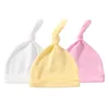 Hats Born 0-3M Baby Hat Cute Cap White Solid Color Soft Cotton Infant BB Gifts Idea