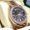 2023 QC check Luxury Wristwatch Banquet high-end Top Quality 18K Rose Gold Chocolate Baguettes Dial BOX PAPERS sapphire Movement M307f