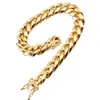 Chaînes cubaines Bracelet cubain Chaînes à maillons hip-hop Boucle de robinet en or 18 carats Acier inoxydable Densité d'acier au titane Chaînes en or pour hommes en acier inoxydable