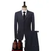 Ternos masculinos Men Terne Blazer Jaqueta Calça Slim Fit Set Work Office Roupfits Vestido de noiva Vestido de lã de peito único noivo