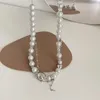 Hänghalsband Hip-Hop Pearl Crystal Tassel Necklace For Women Luxury Girl Design Heart Charm Beaded Clavicle Chain Necklaciespendant