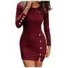 Casual Dresses Winter Women Bandage Dress Long Sleeve O Neck Elegant Mini Sexig för kläder Vestidos de Verano 2023