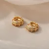Boucles d'oreilles cerceau forme de feuille pour les femmes Zircon strass 2023 Surround petit Mini mince cercle boucle d'oreille bijoux cadeau