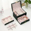 Storage Boxes Bins 3Layers Portable Jewelry Box Jewelry Organizer Display Travel Jewelry Case Boxes Button Leather Storage Zipper Jewelers Joyero 230321