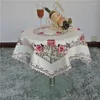 Tafelkleed modern vierkante satijn tafelkleed mantel nappe geborduurd witte kanten thee cover keuken dineren kerst bruiloft decor