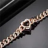 Bracelets de charme Hip Hop 12mm Bling Iced Out Chain Cuban With Heart Crystal Full AAA Pavimenta Pavira Menira para homens Jóias 230320