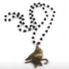 Pendant Necklaces MOODPC Fashion Glass Long Knotted Crystal Alloy Xmas Bird Women Ethnic Necklace