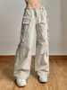 Damesbroek capris weefe pocket patchwork rechte broek licht kaki lage stijging baggy casual lading broek voor vrouwen Harajuku 2000s jogging overalls 230321