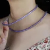 Choker 2023 Luxus 5mm Rundschnitt Lila Cz Gepflasterte Frauen Halskette Mit Silber Farbe Überzogen Hip Hop Schmuck Großhandel