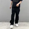 Męskie spodnie Y2K emo moda czarna streetwear haftowane nisko Rośne workowate dżins