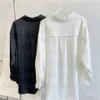 Women t Shirts Charm Long Sleeve Lady Girls Blouse Spring White Black Satin Blouses