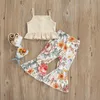 Clothing Sets Infant Baby Girl 2pcs Clothes Knitted Tank Tops Ruffles Vest Floral Flared Pants Summer Toddler Cotton Fashion Clothing Suit Z0321