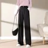Spodnie damskie capris zimowe wełniane wełniane spodnie dla kobiet Koreańskie biuro dama czarne proste spodnie eleganckie kobiety spodnie pantalon femme 24170 230321