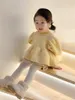 Ensembles de vêtements bébé fille vêtements princesse fête écologique vison polaire hauts avec manches bouffantes bourgeon ourlet enfants de 1 à 7 ans