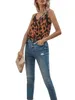 Kvinnors T-skjortor kvinnor Vest Sexig ärmlös Leopard Print Lace Sling Tops 2023 Summer Camisole för festsemester Dating Travel S-XL