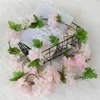 Dekorativa blommor 2.2m Artificial Cherry Blossom Flower Rattan Wedding Arch Wreath Ivy Decoration Fake Silk Vine Party Home Garden Hanging