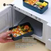 Lunchlådor WorthBuy Portable Microwave Safe Plastic Bento med fack Sås Stackbar salladfruktmat Behållare 230320
